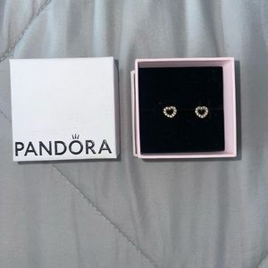 Pandora heart rose gold stud earrings